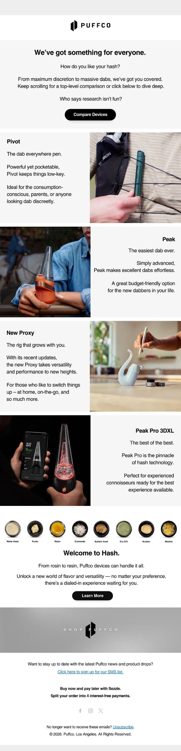 Which one is right for you? email from Puffco screenshot