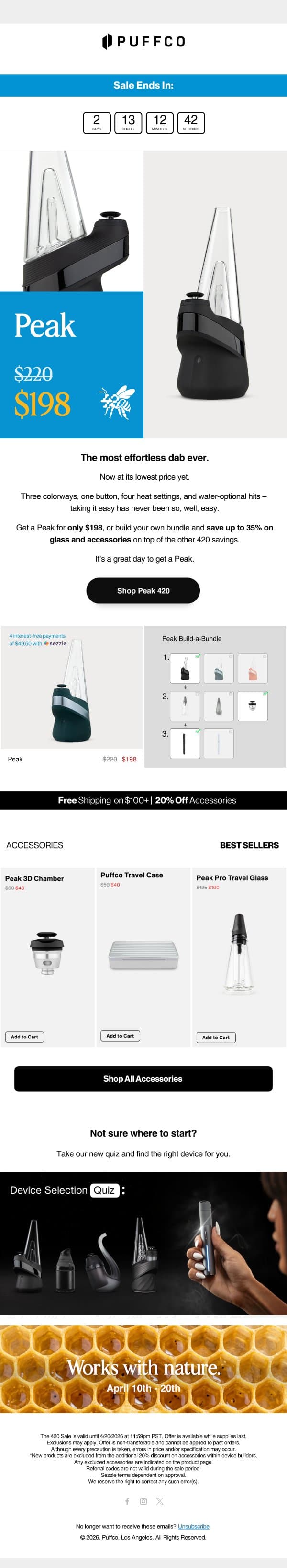 420 Peak Deals email from Puffco screenshot