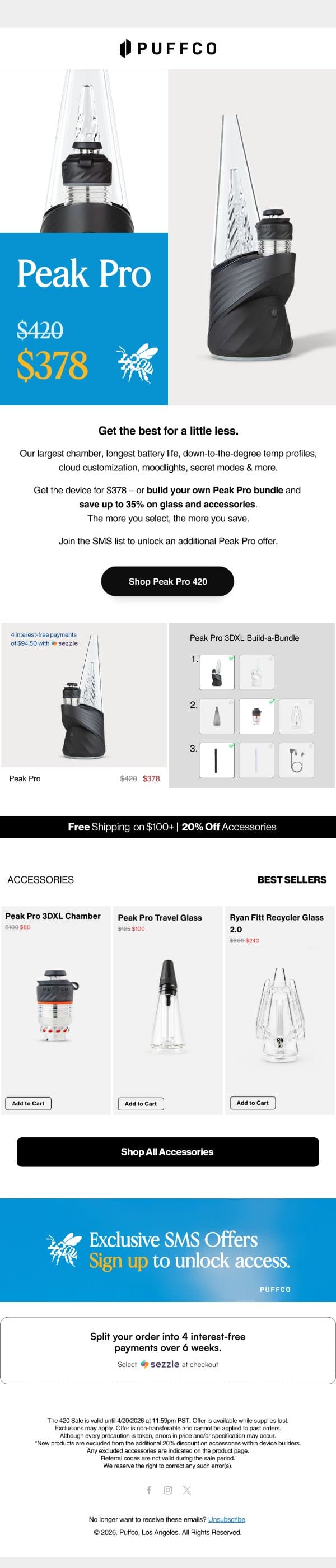 420 Peak Pro email from Puffco screenshot