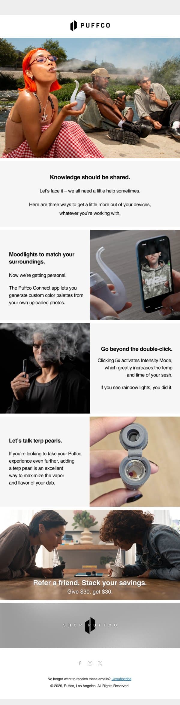 Looking for tips? email from Puffco screenshot