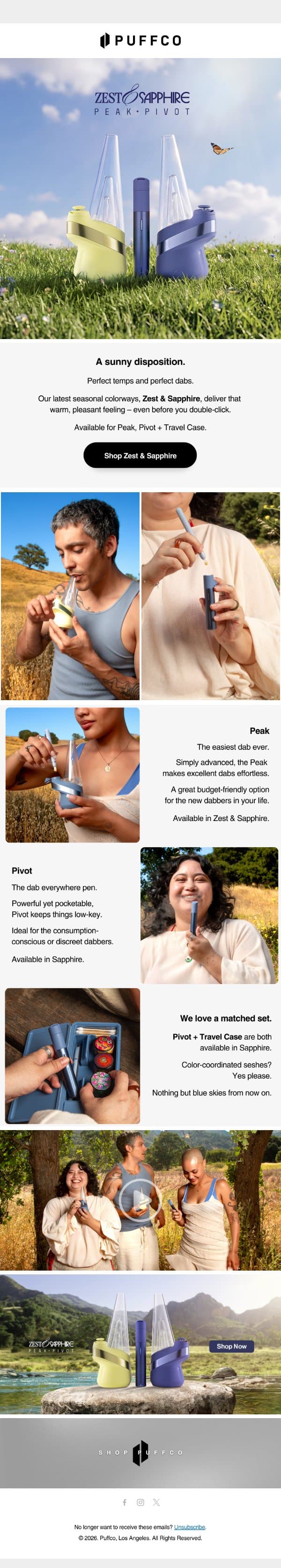 Brand new colors for summer. email from Puffco screenshot