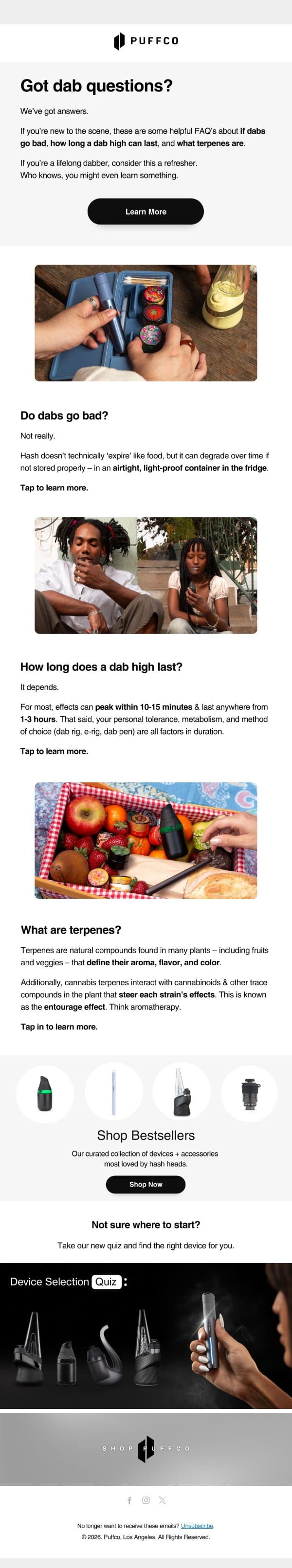 Let’s talk dabs. email from Puffco screenshot