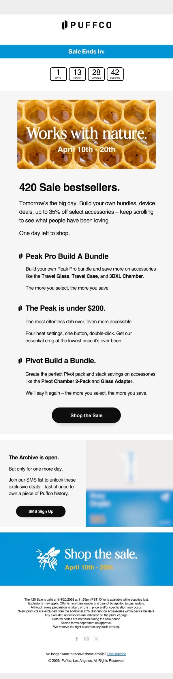 420 Bestsellers email from Puffco screenshot