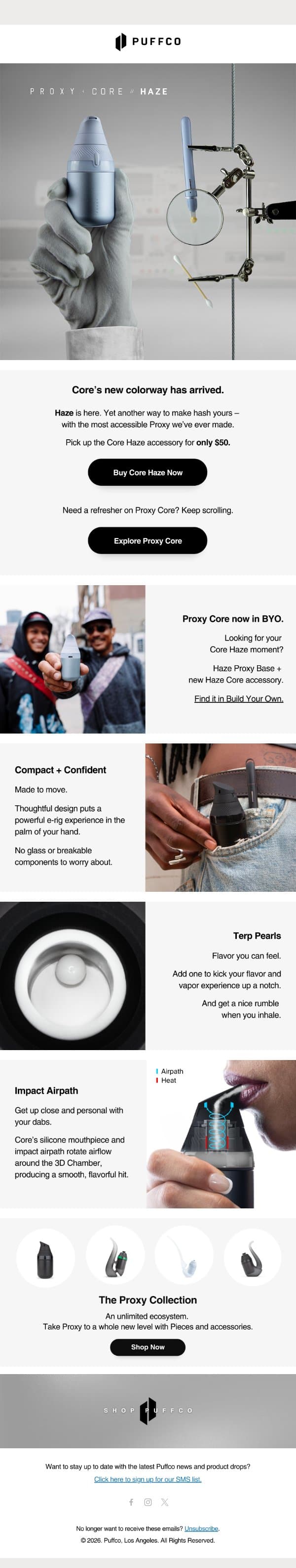 The new Proxy Core colorway is here. email from Puffco screenshot