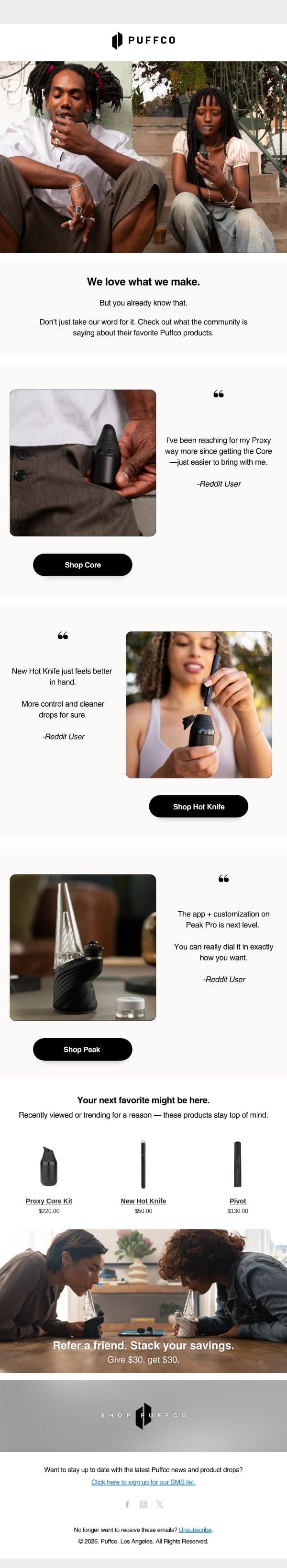 Don't just take our word for it. email from Puffco screenshot