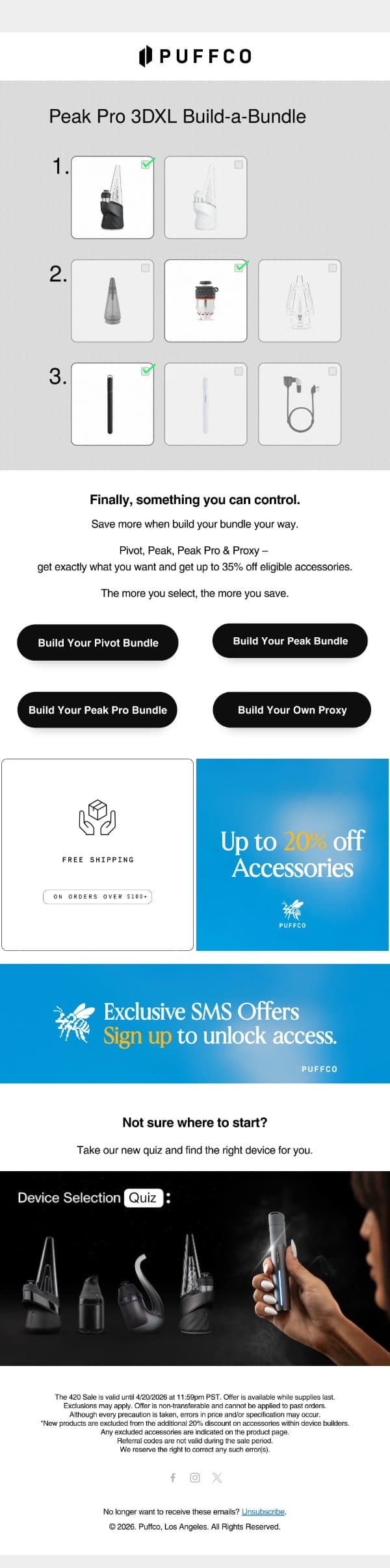 420 Bundles, exactly the way you want. email from Puffco screenshot
