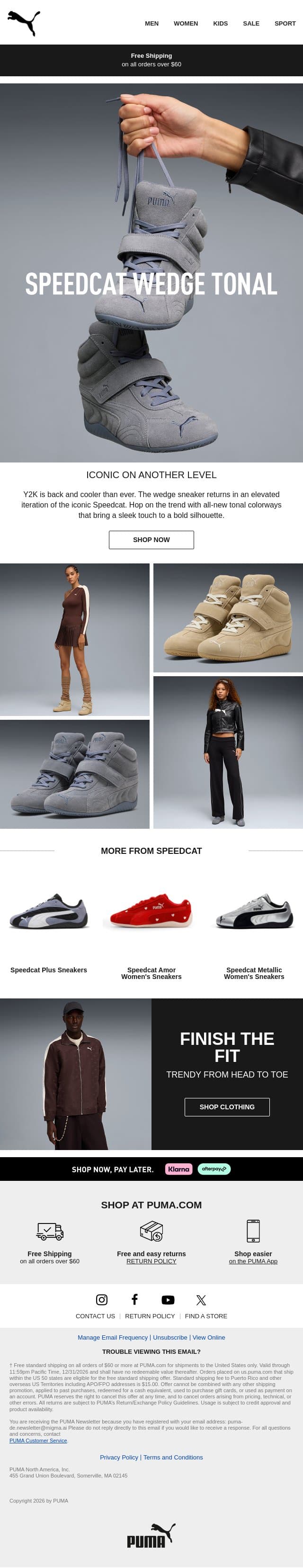 Speedcat Wedge Sets the Tone email from Puma screenshot