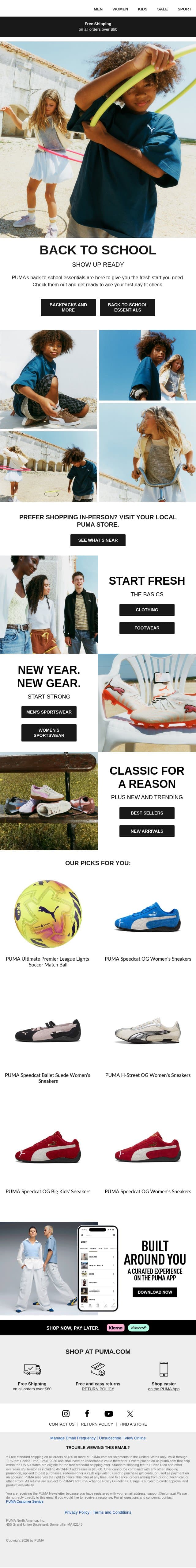New Year. New Gear. email from Puma screenshot
