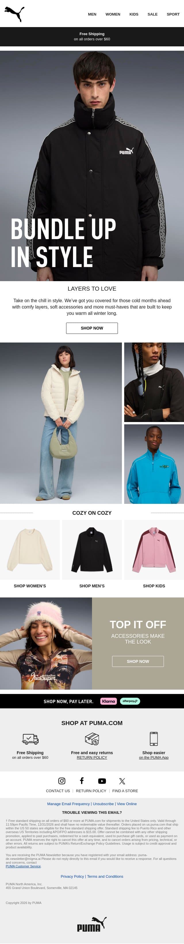 Layers to Love email from Puma screenshot