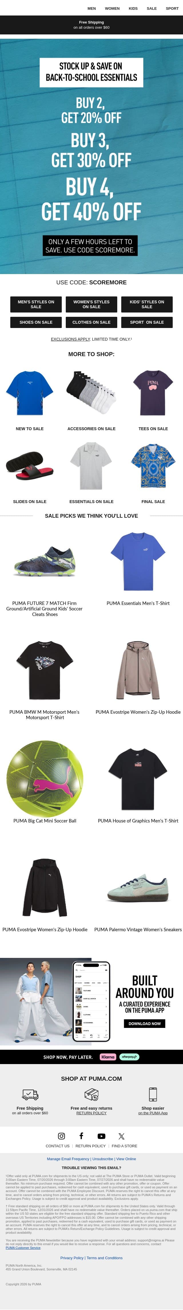 Save Up To 40% email from Puma screenshot