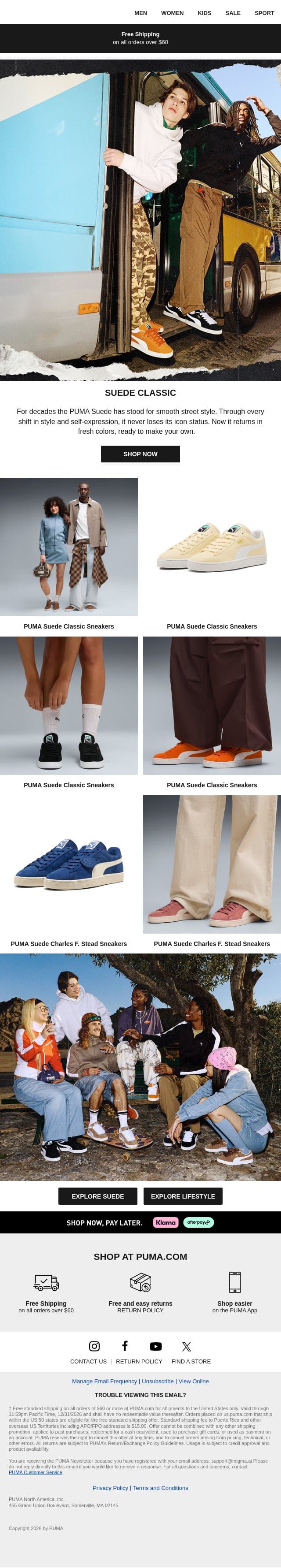 Suede Classic email from Puma screenshot