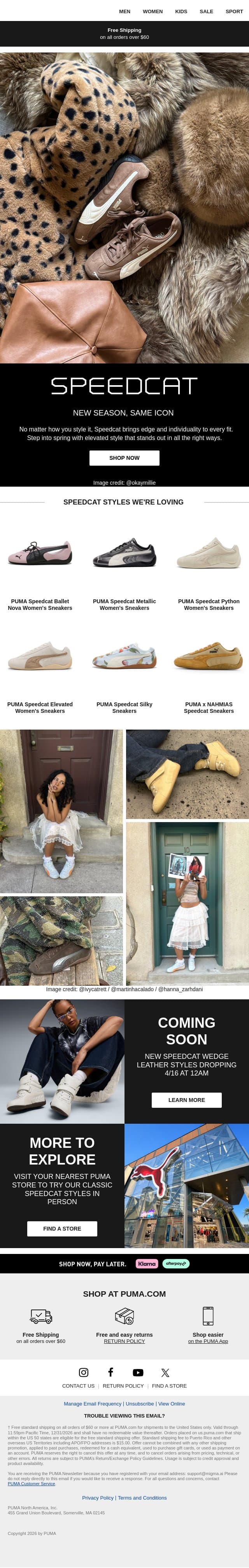 Only Speedcat This Spring email from Puma screenshot