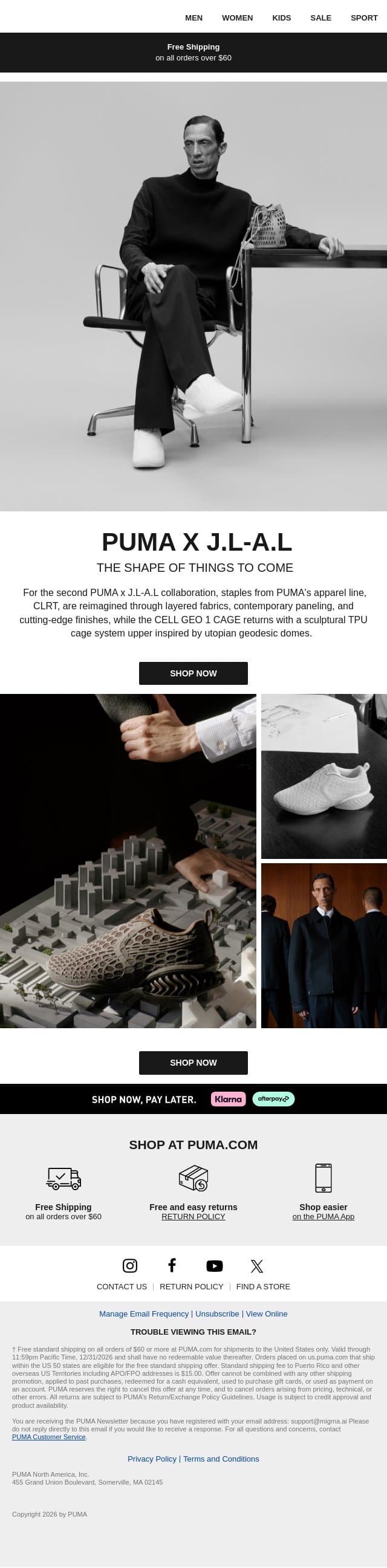 PUMA x J.L-A.L email from Puma screenshot