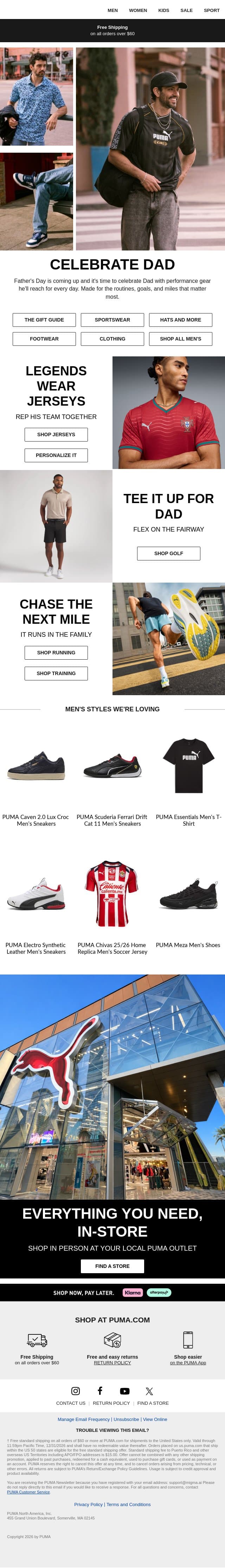 Get Ahead on Father's Day email from Puma screenshot