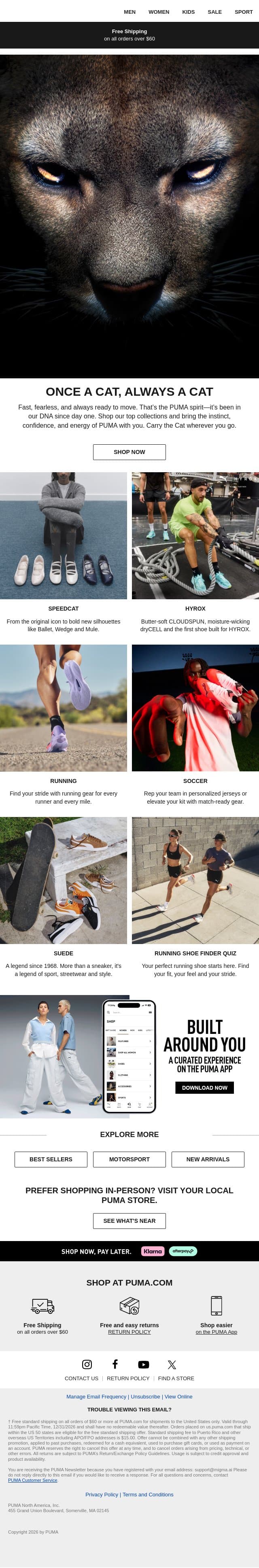 Embrace Your Inner Cat 🐾 email from Puma screenshot