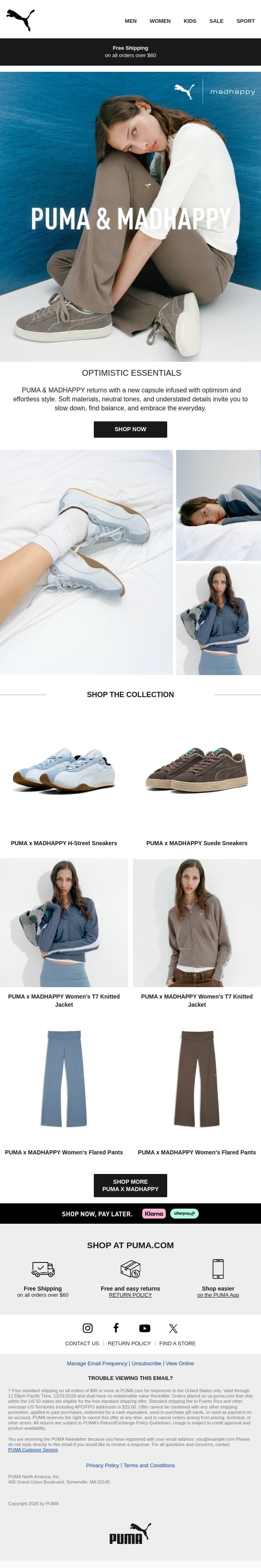 PUMA & MADHAPPY: Optimistic Essentials email from Puma screenshot
