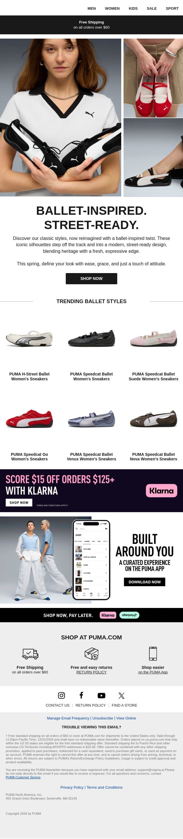 Slip Into Spring email from Puma screenshot