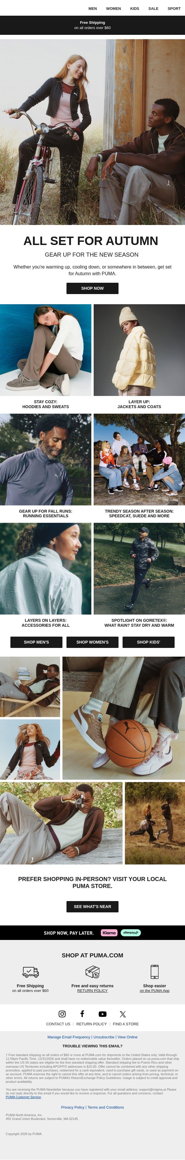 Falling for Fall 🍁 email from Puma screenshot