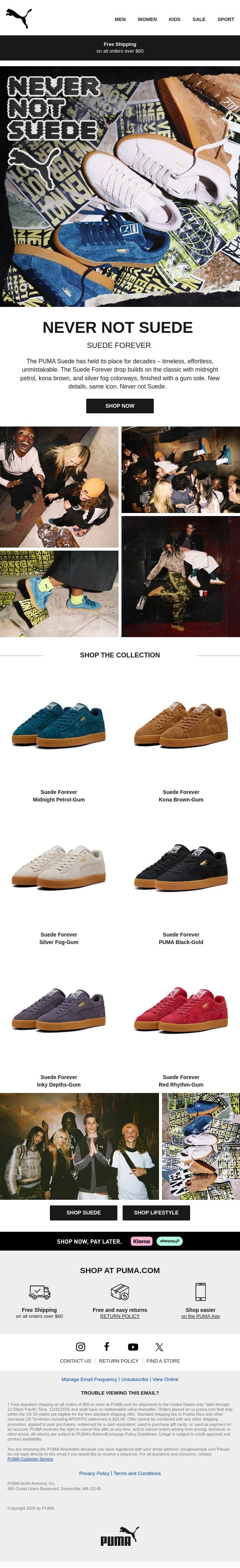 Never Not Suede email from Puma screenshot