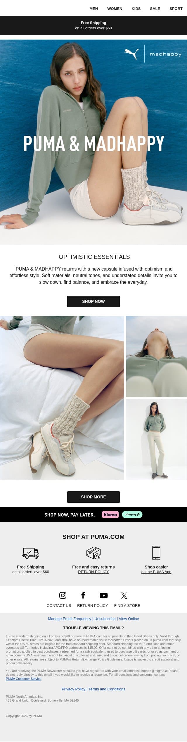 PUMA & MADHAPPY Has Arrived email from Puma screenshot