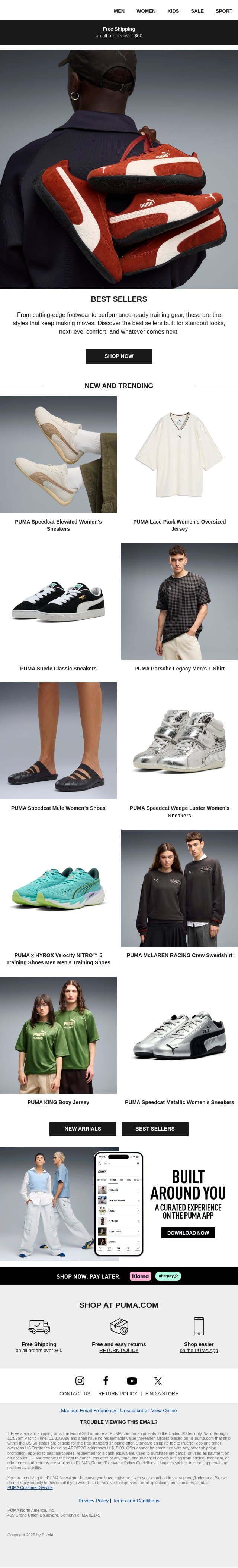 Best Sellers Only email from Puma screenshot