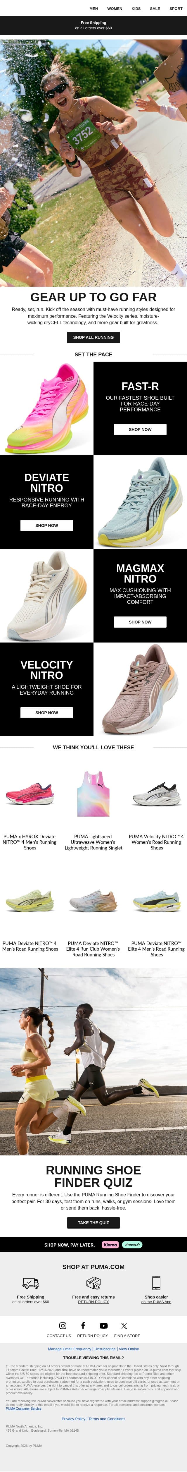 See You at the Finish Line email from Puma screenshot