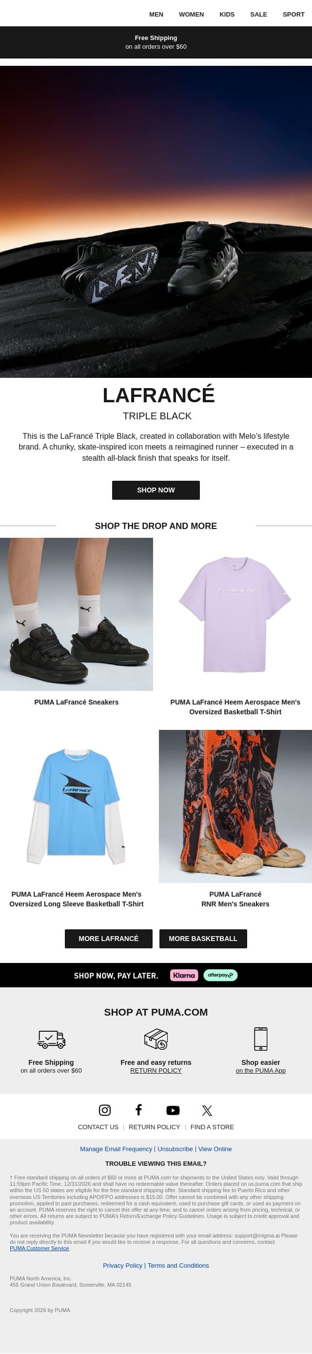 All Black, All Attitude email from Puma screenshot