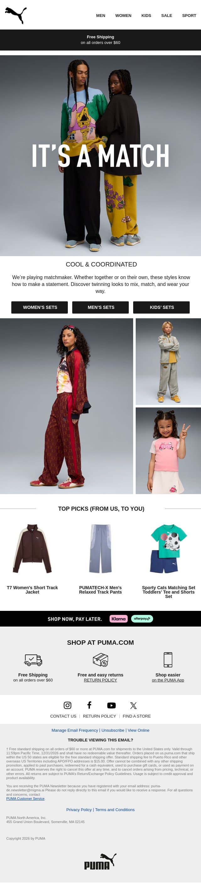 It’s a Match email from Puma screenshot