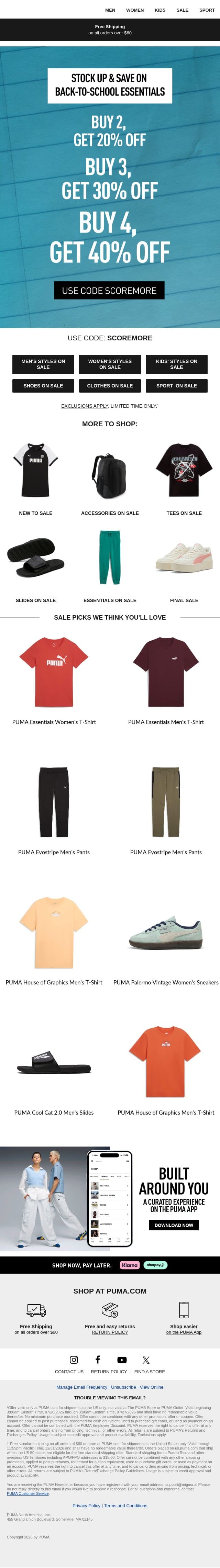 Up To 40% Off email from Puma screenshot