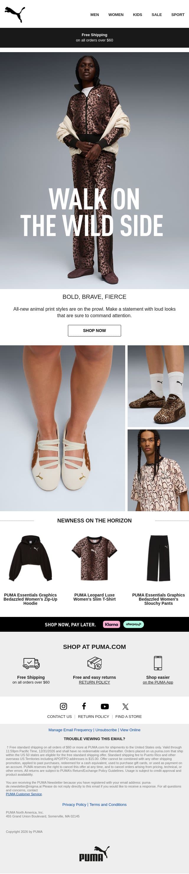 Walk on the Wild Side email from Puma screenshot