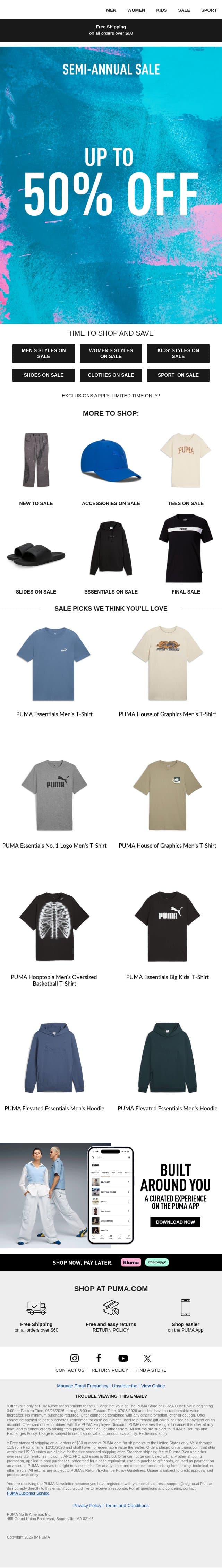 Reminder: Up To 50% Off Now email from Puma screenshot