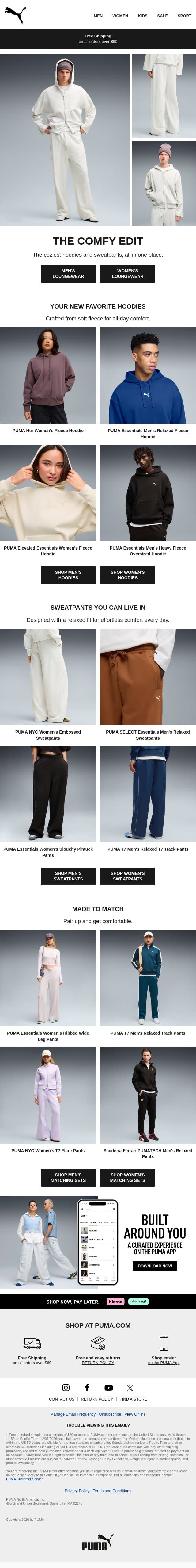 Cozy Starts Here email from Puma screenshot