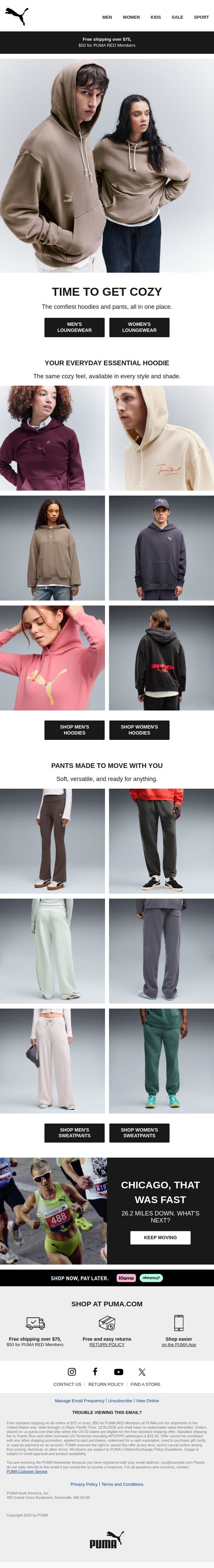 New Hoodies & Pants Have Arrived email from Puma screenshot