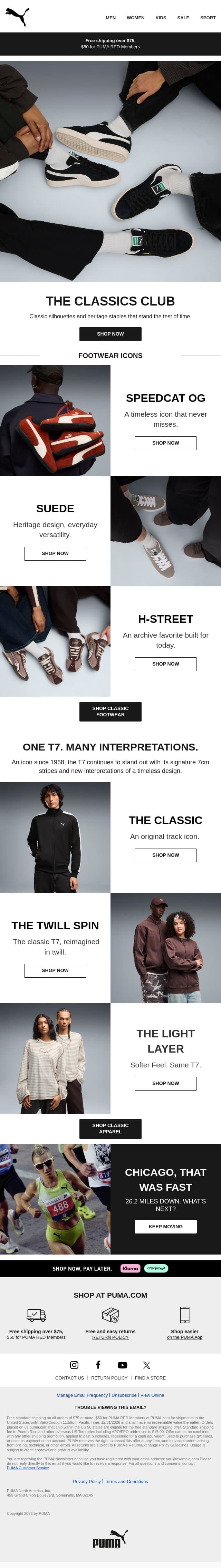 Timeless For a Reason email from Puma screenshot