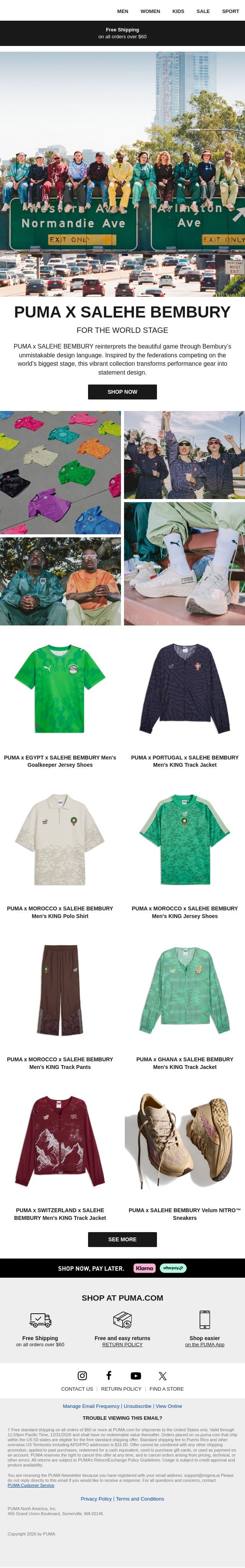 PUMA x SALEHE BEMBURY Is Here email from Puma screenshot