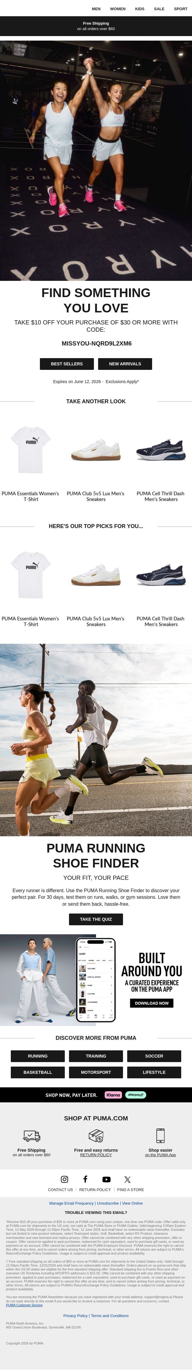 Psst... $10 Off Your Next Purchase email from Puma screenshot