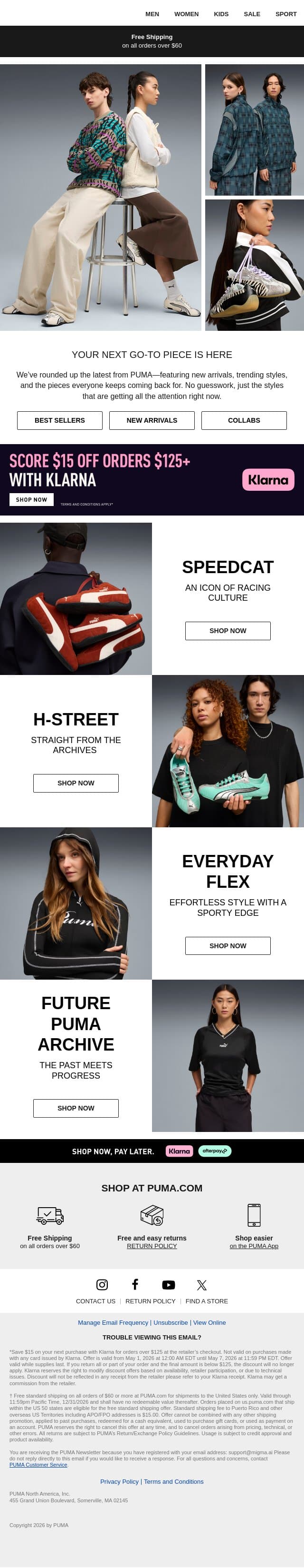 Now in Rotation email from Puma screenshot