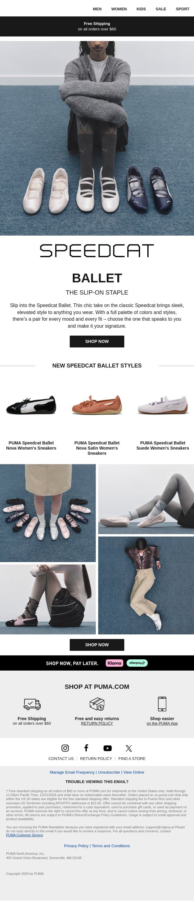 Speedcat Ballet Is Here email from Puma screenshot