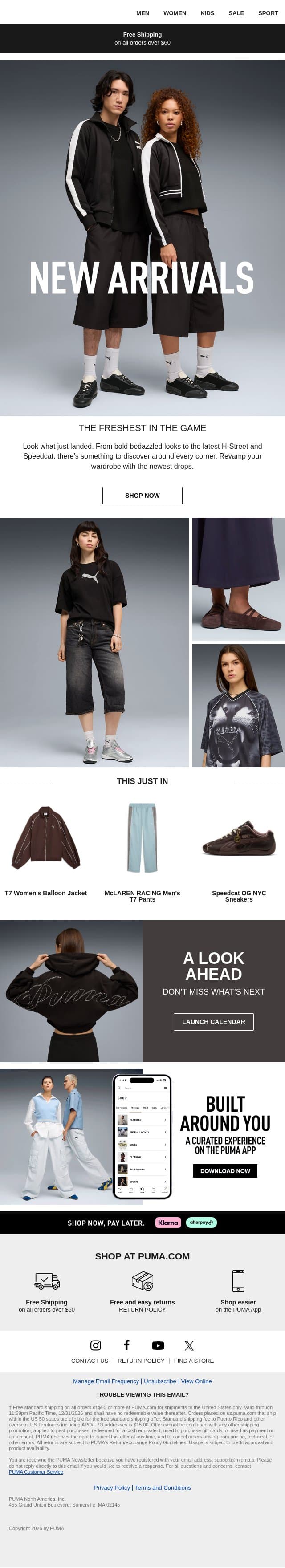 Look What Just Landed email from Puma screenshot