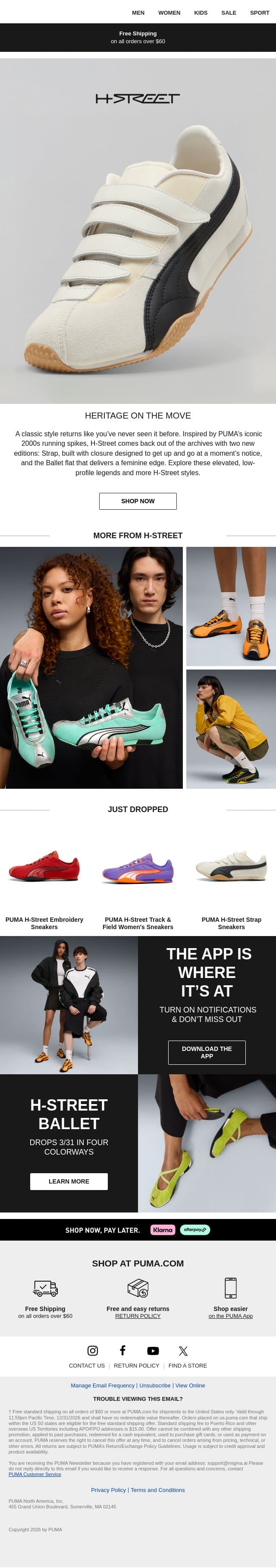 The Latest From H-Street email from Puma screenshot