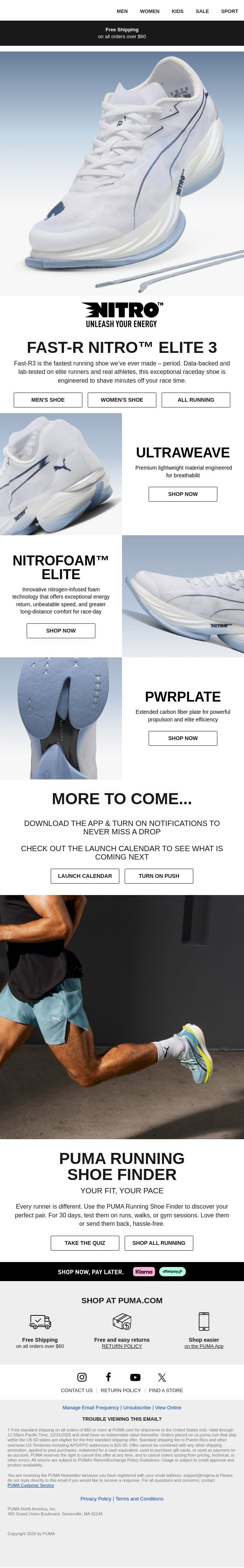 Fast-R3 Gets a New Color email from Puma screenshot
