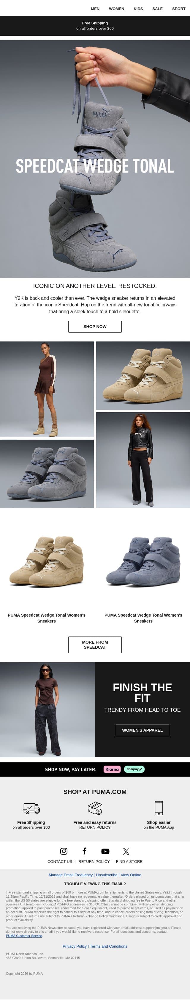 Restocked: Speedcat Wedge Tonal email from Puma screenshot