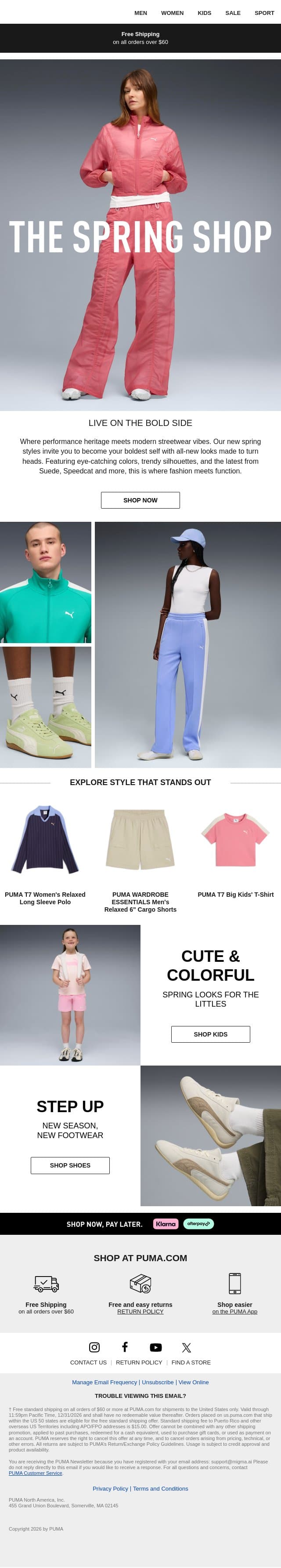 Live Bold with PUMA email from Puma screenshot