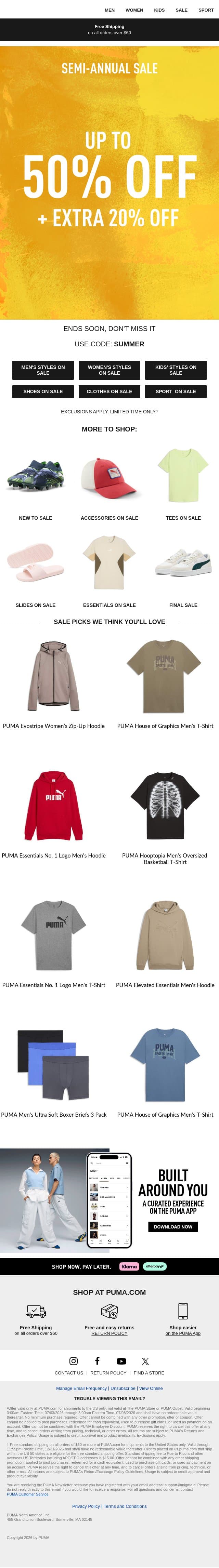 Up to 50% Off + Extra 20%: Yes, Please email from Puma screenshot
