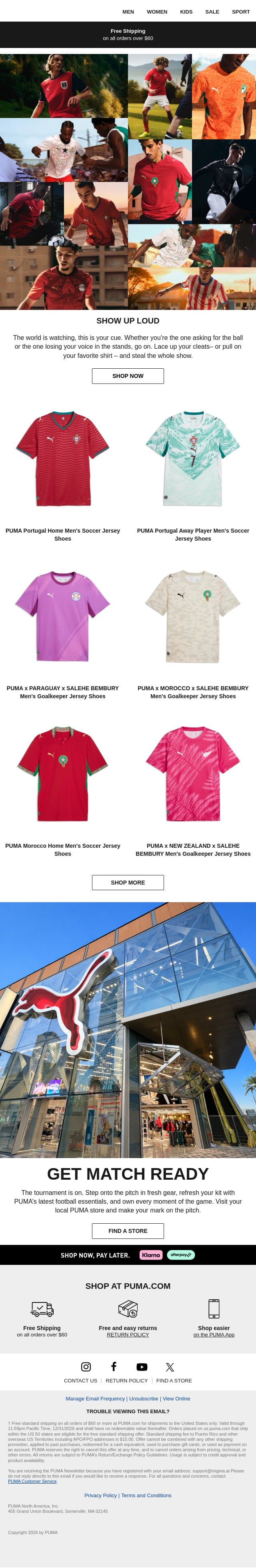 Get Match-Ready with PUMA Soccer Gear email from Puma screenshot