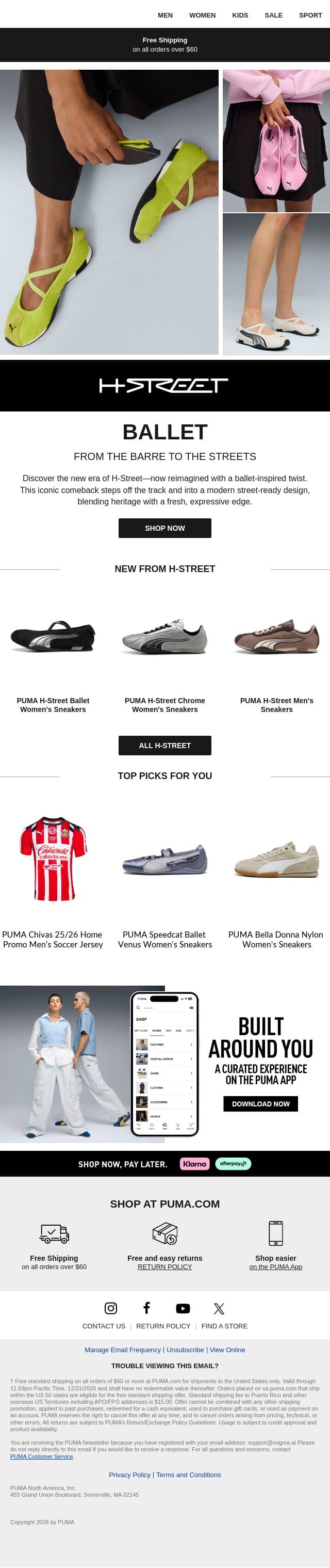 H-Street: Ballet Edition🩰 email from Puma screenshot
