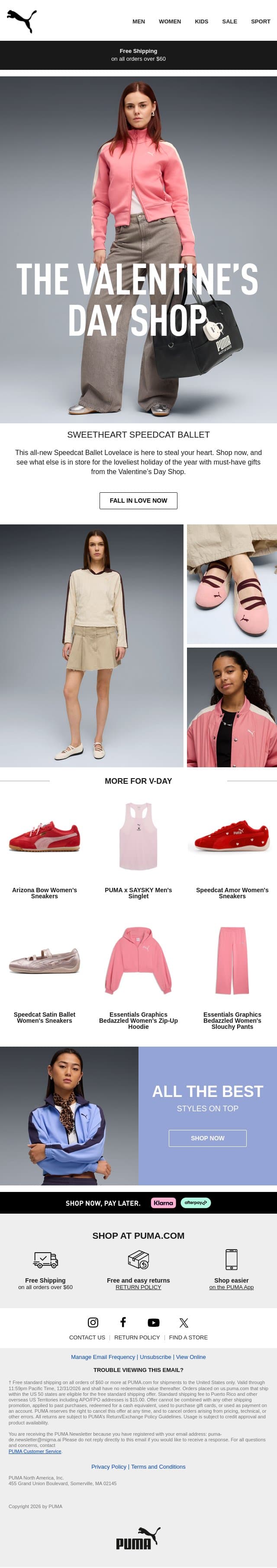 Styles to Swoon Over💕 email from Puma screenshot
