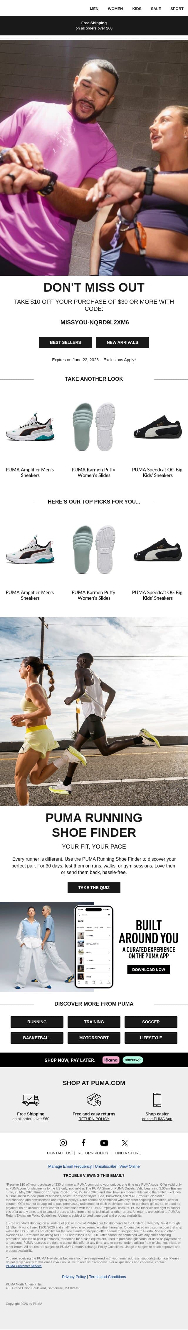 Last Chance For $10 Off ⌛ email from Puma screenshot