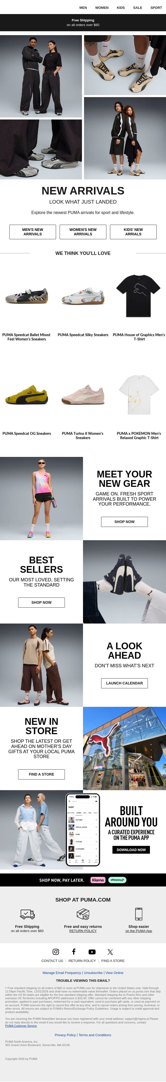 New Arrivals email from Puma screenshot