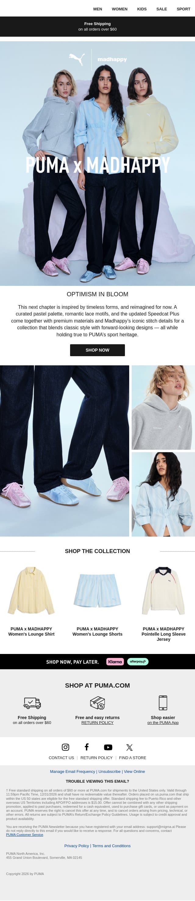 New from PUMA x Madhappy email from Puma screenshot